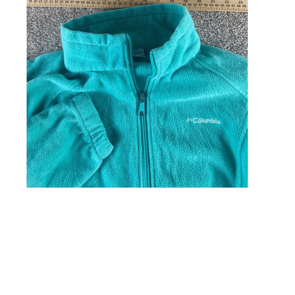 Columbia Women XL Benton Springs Full Zip Fleece Jacket Turquoise Blue Warm Prep